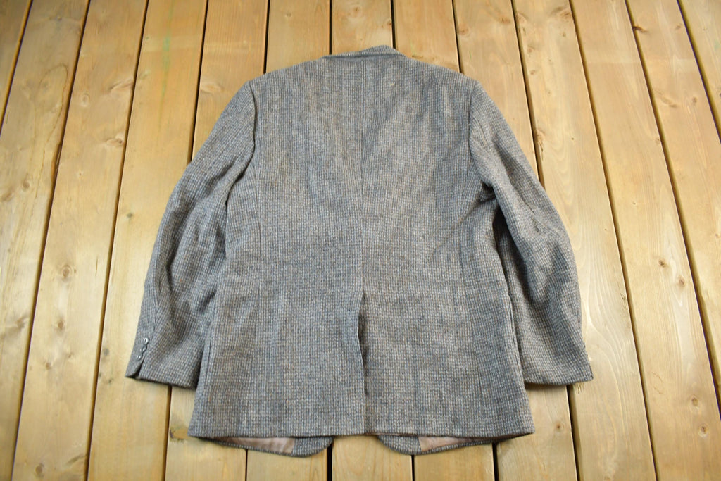 Vintage 1980s Harris Tweed Hand Woven Wool Two Button Blazer Jacket Men's Medium