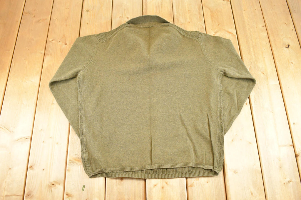 Vintage 1990s J Ferrar Chunky Knit Collared Sweater Men's M / 90's Abstract Pattern 3D Knitted Sweatshirt