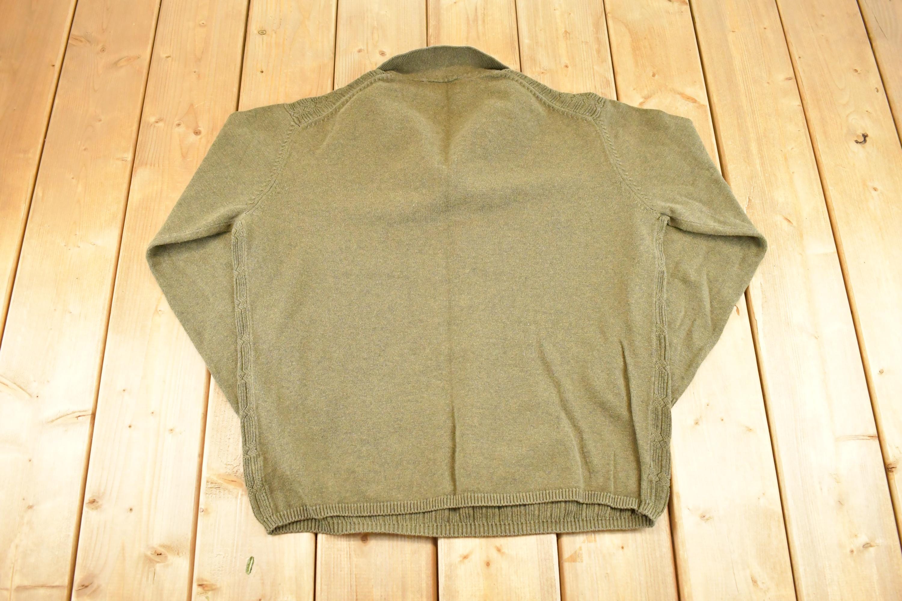 Vintage 1990s J Ferrar Chunky Knit Collared Sweater Men's M / 90's Abstract Pattern 3D Knitted Sweatshirt