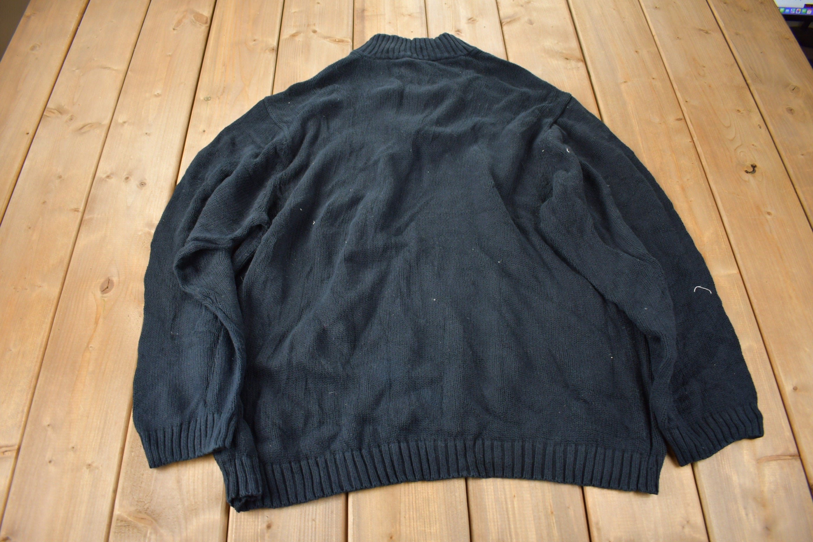 Vintage Y2K Chaps Embroidered Logo Quarter Zip Knit Sweater Size 4XB