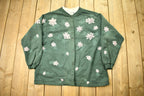 Vintage 1990s Floral Theme Artisans Cardigan Sweater