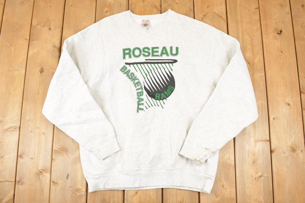 Vintage 1990s Roseau Rams Basketball Crewneck Sweater Mens L