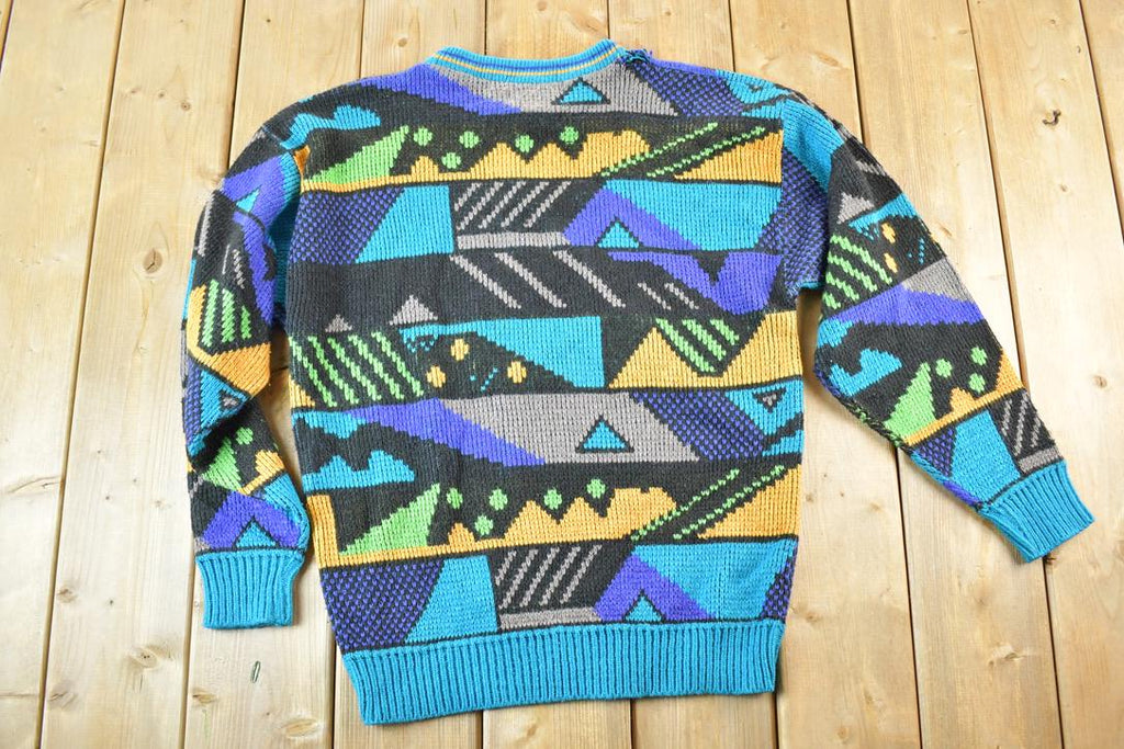 Vintage 1990s Gitano Sportswear Knit Abstract Pattern Crewneck Sweater Mens L