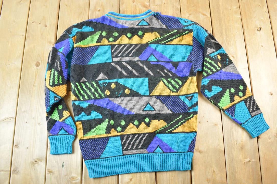 Vintage 1990s Gitano Sportswear Knit Abstract Pattern Crewneck Sweater Mens L