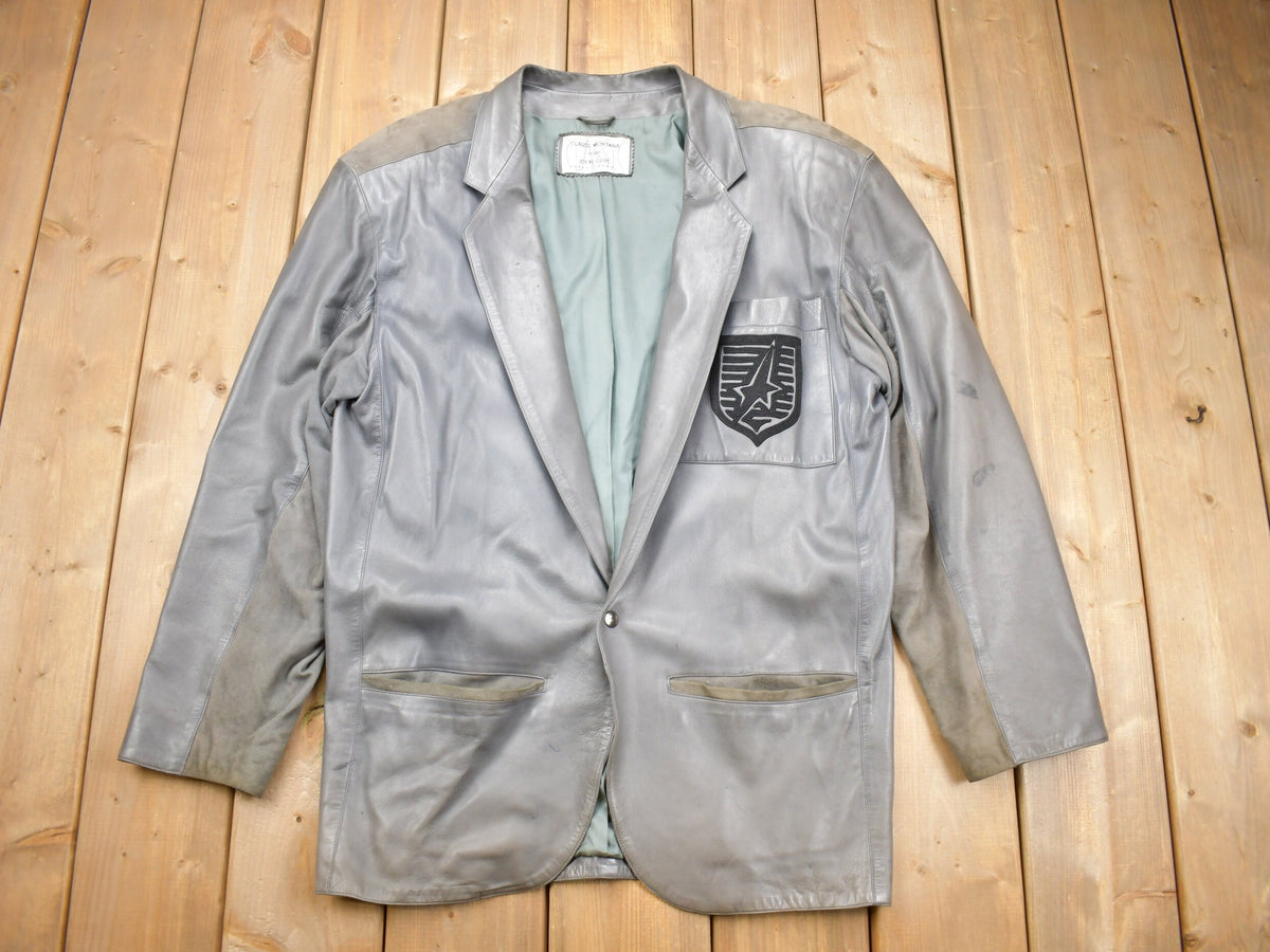 Vintage 1990s Claude Montana Ideal Cuir Leather Blazer Jacket