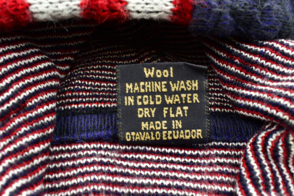 Vintage 90's USA American Flags Wool Knitted Sweater / Vintage 90s Zip Up / Pattern Sweater / Patriotic / Hand Knit / Pullover Sweatshirt