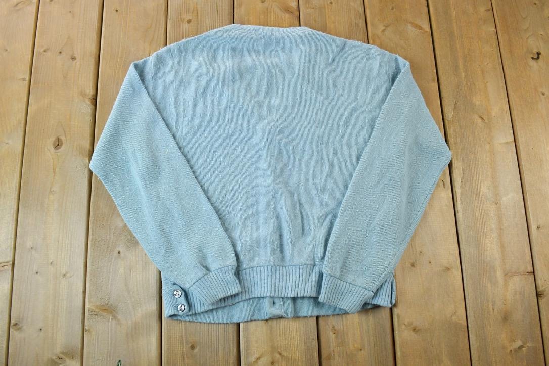 Vintage 1970s Sears Sportswear Knit Perfect Mild Distress Cardigan Sweater Made In USA