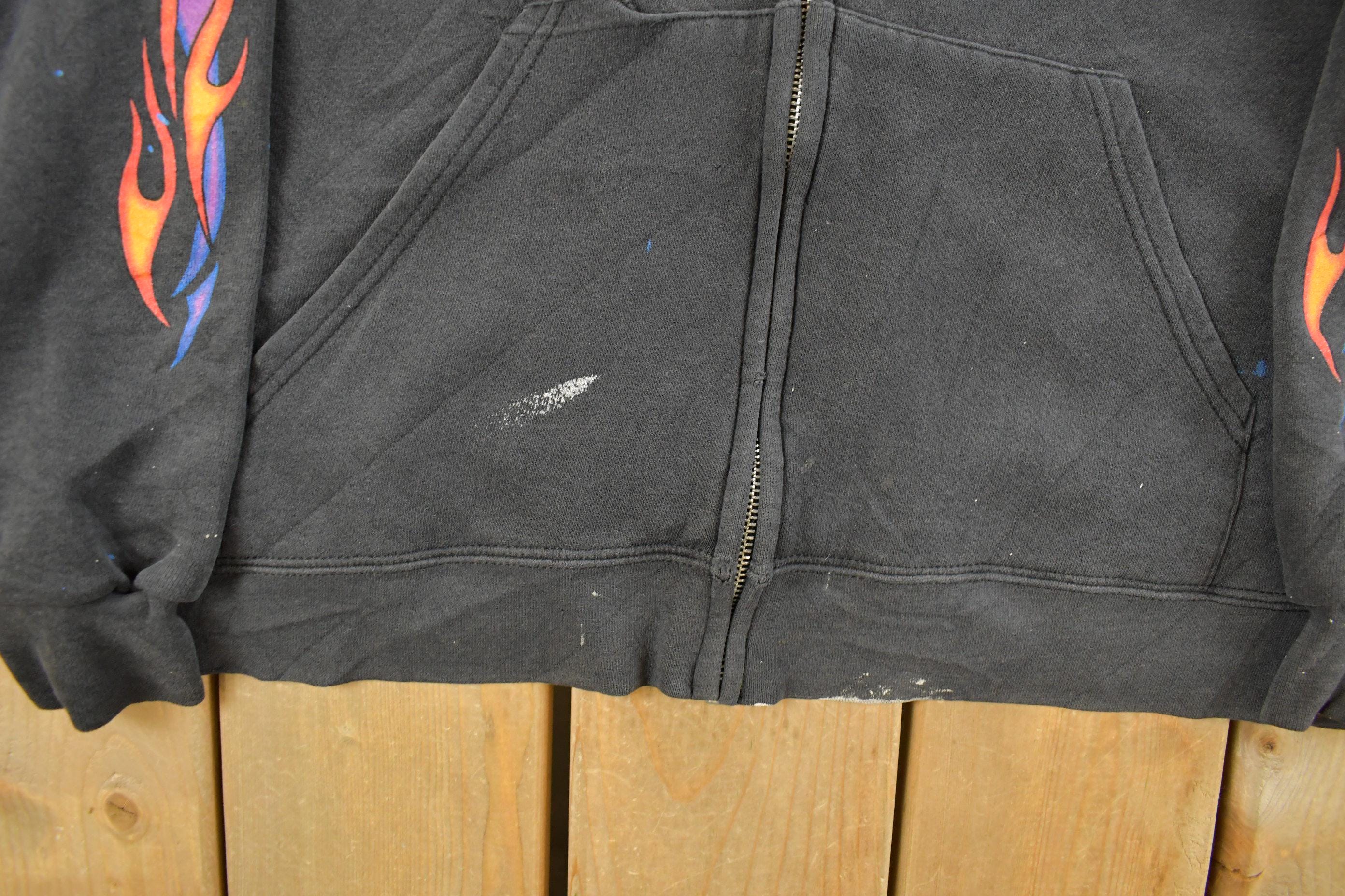 Vintage 1990s Distressed Harley Davidson Graphic Full Zip Hoodie Men's XL  90s Hoodie  Vintage Sweatshirt  Biker Motorcycle  90s Harley
