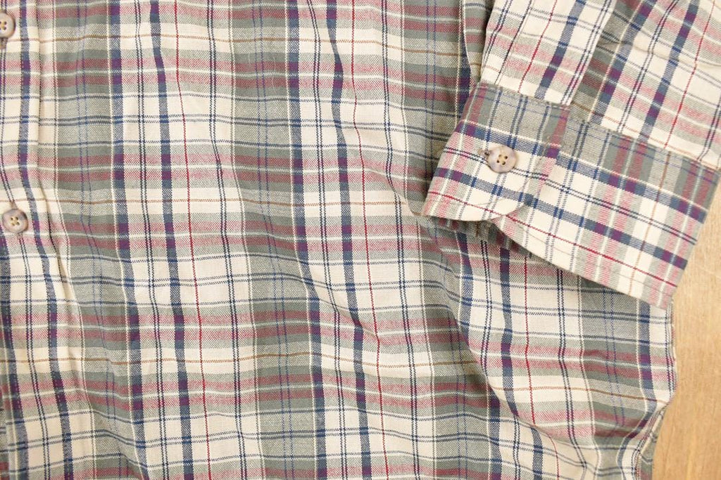 Vintage 1990s Pendleton Plaid Wool Button Up Shirt Men's XL / Funky Crazy Pattern / Preppy Style / Boxy Fit