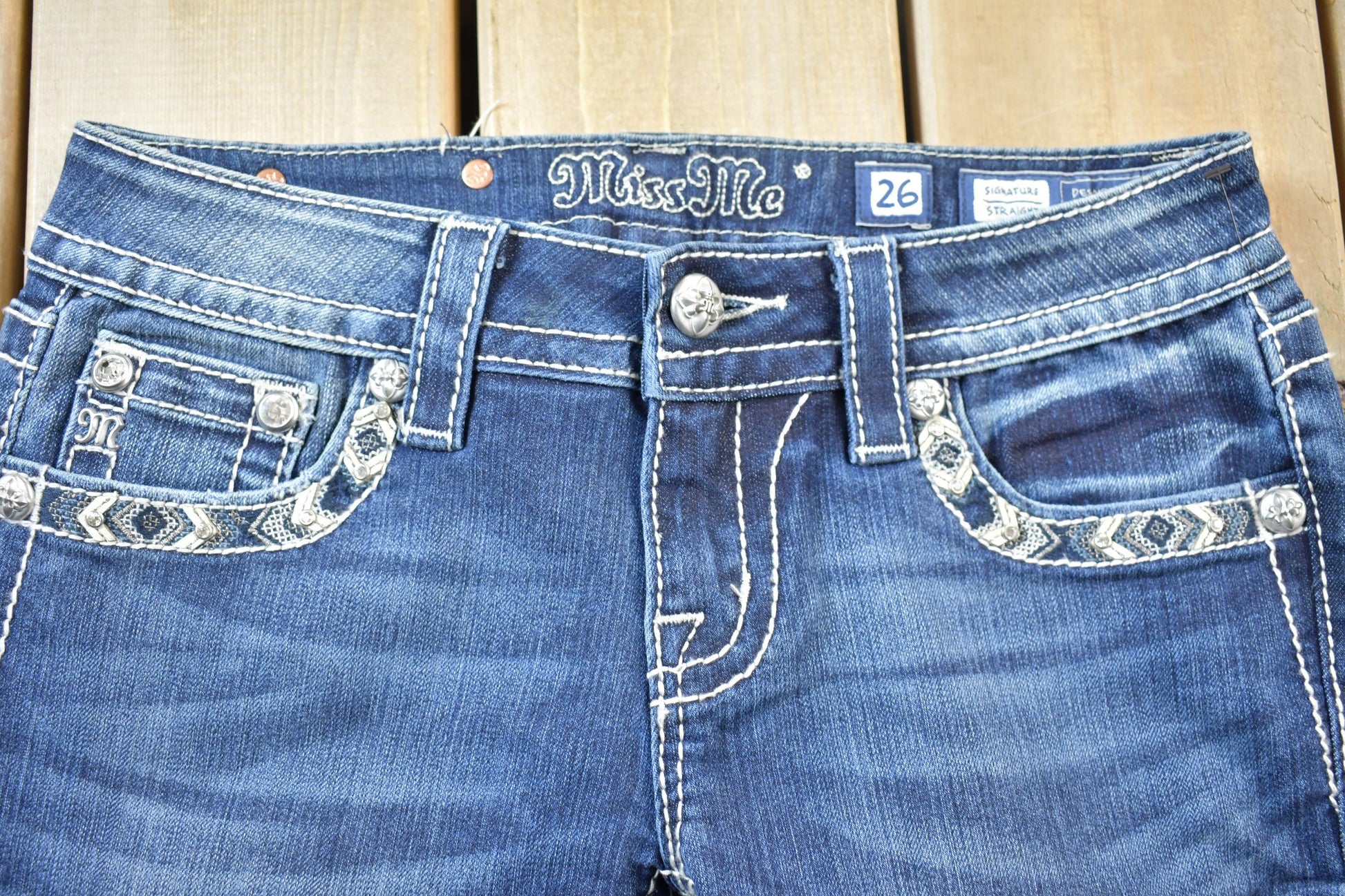 Vintage Y2K Miss Me Bedazzled Low Rise Jeans Size 26x31