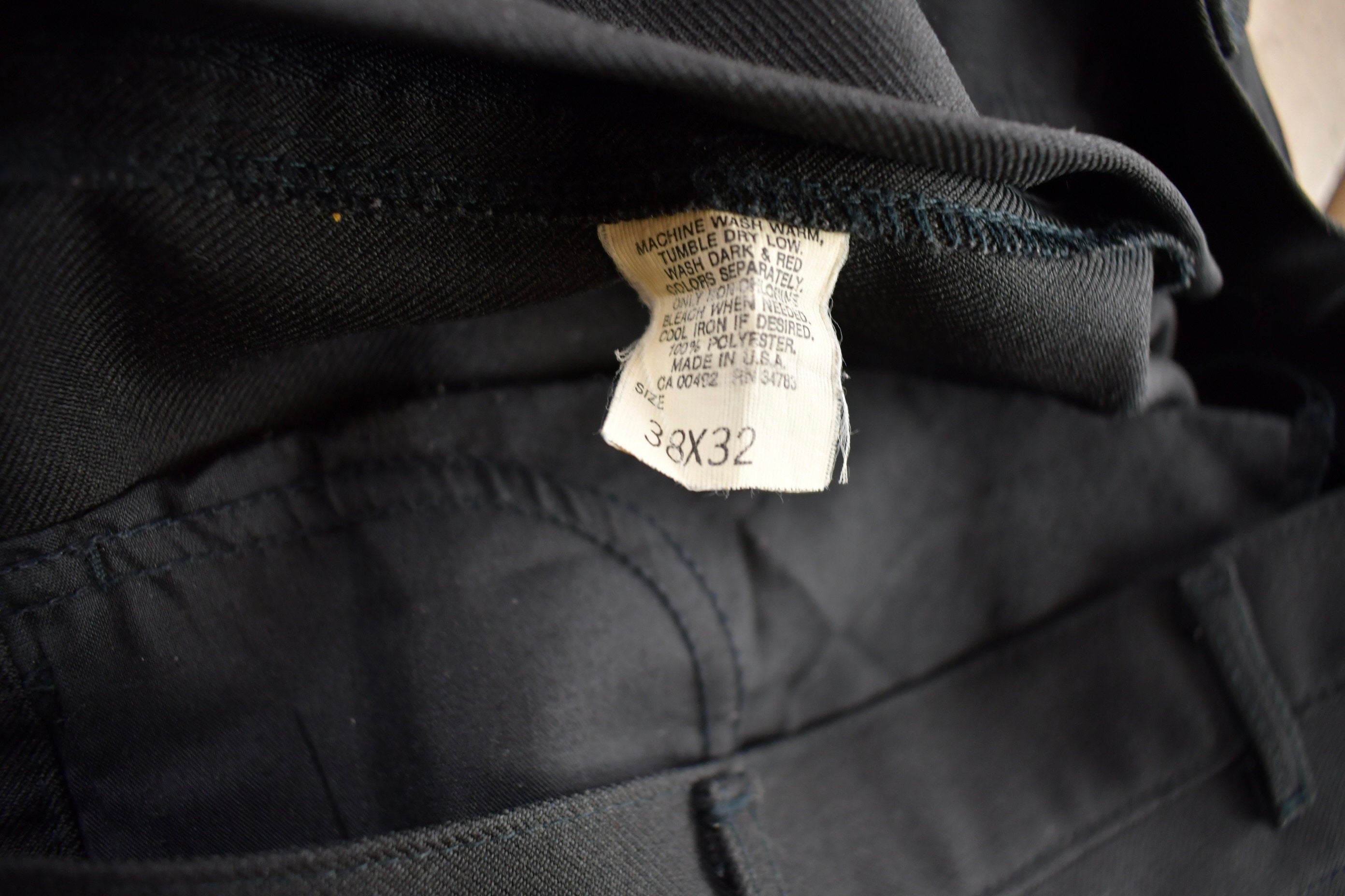 Vintage 1980s Lee Black Slacks Made In USA Size 38x32