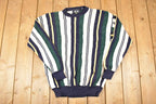 Vintage 1990s Woods And Gray Plaid Knit Crewneck Sweater Men's XL