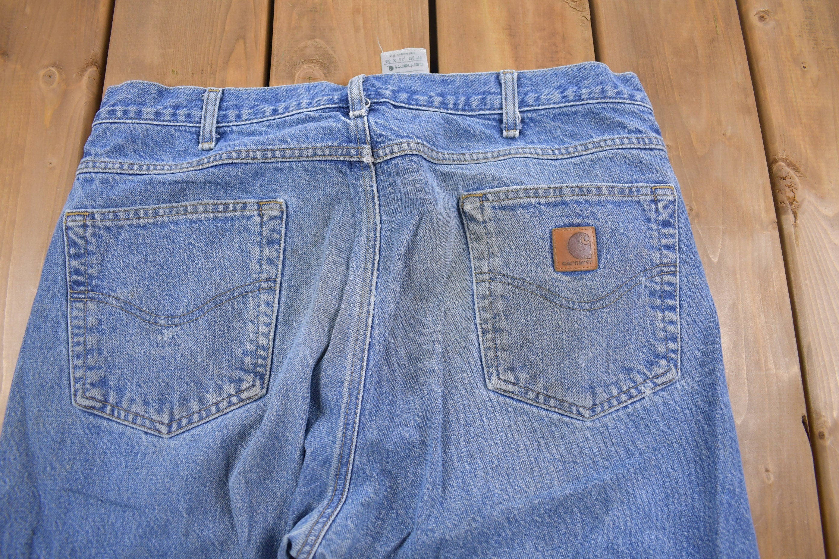 Vintage 1990s Carhartt Light Wash Denim Jeans Size 36 x 35