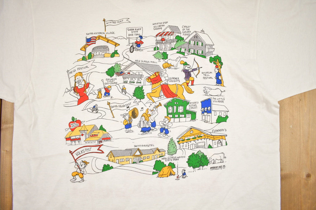Vintage 1990s Americas Little Switzerland Caricature Souvenir T Shirt