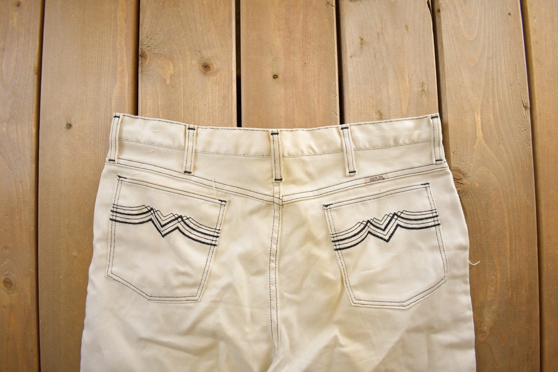 Vintage 1980s Sheplers White Denim Jeans Size 38x30