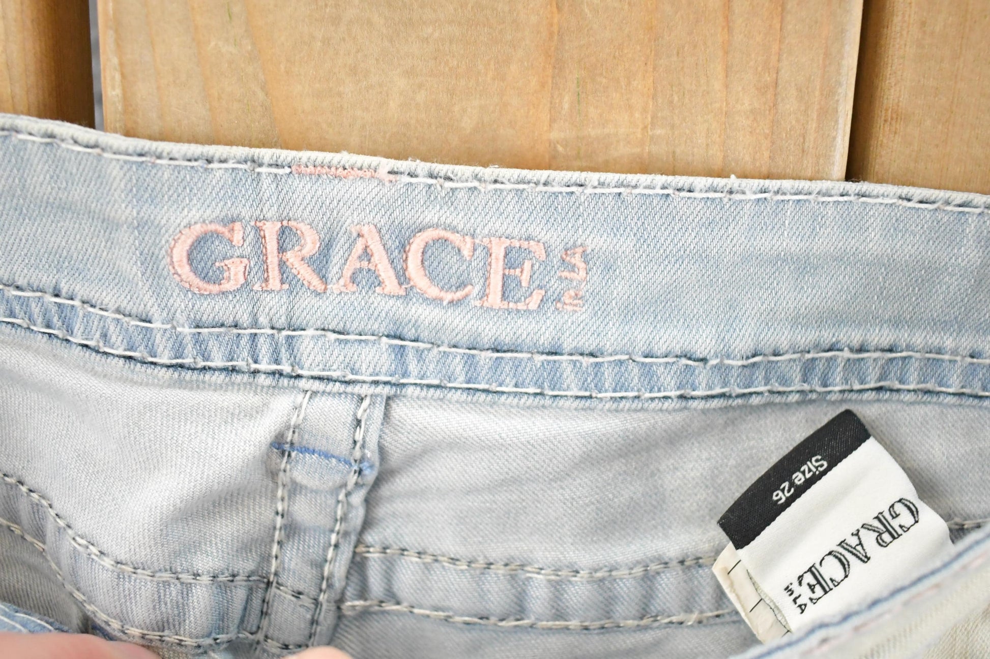 Vintage Deadstock Y2K Grace In LA Bedazzled Bootcut Low Rise Jeans Women's Size 26 x 30