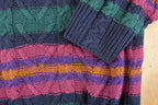 Vintage 1990s Chaps Ralph Lauren Heavy Knit Crewneck Sweater Men's L / 90's Abstract Pattern 3D Knitted Sweatshirt