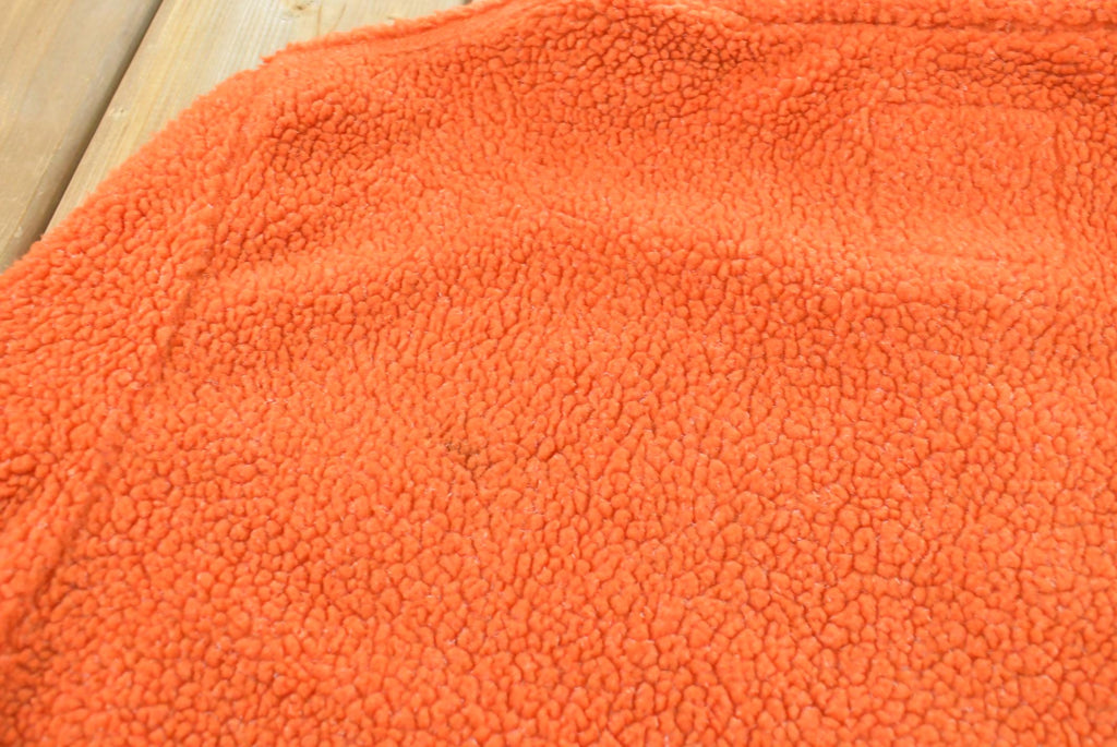 Vintage 1990s American Eagle Quarter Zip Orange Deep Pile Fleece Sweater Mens L /