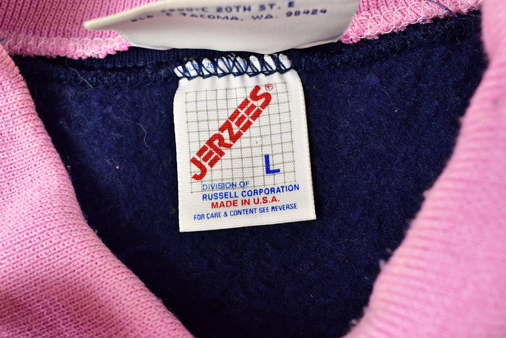 Vintage 1980s Floral Hearts Embroidered Cute Collared Crewneck