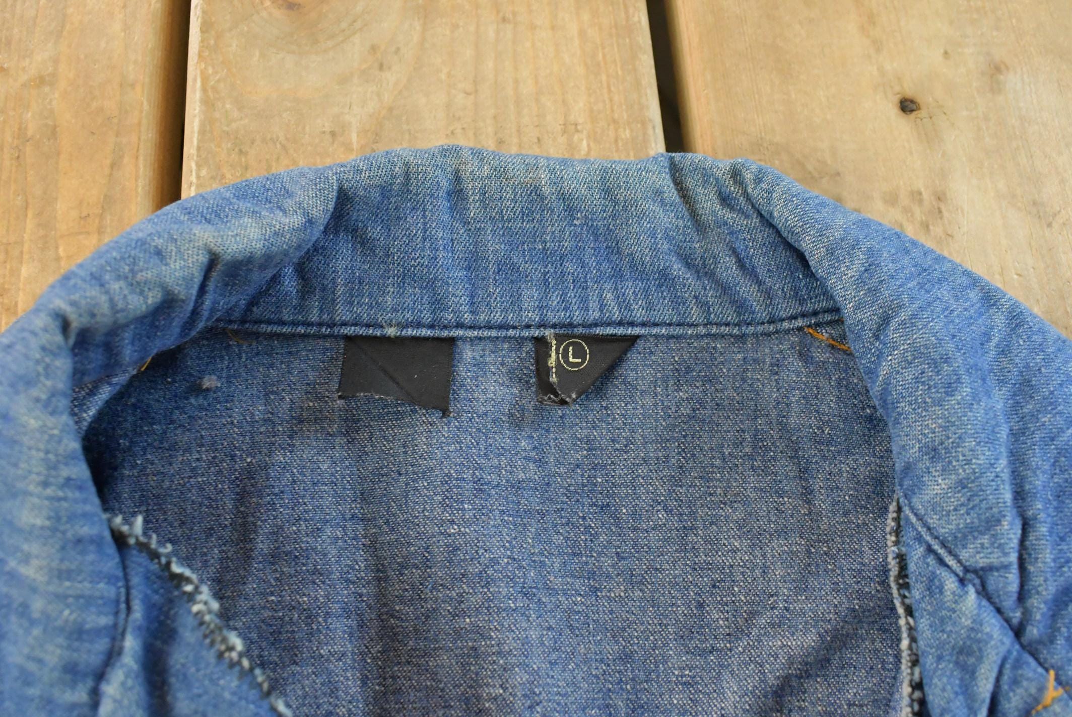 Vintage 1970s Lee Western Style Pearl Snap Button Up Denim Shirt Men's Large