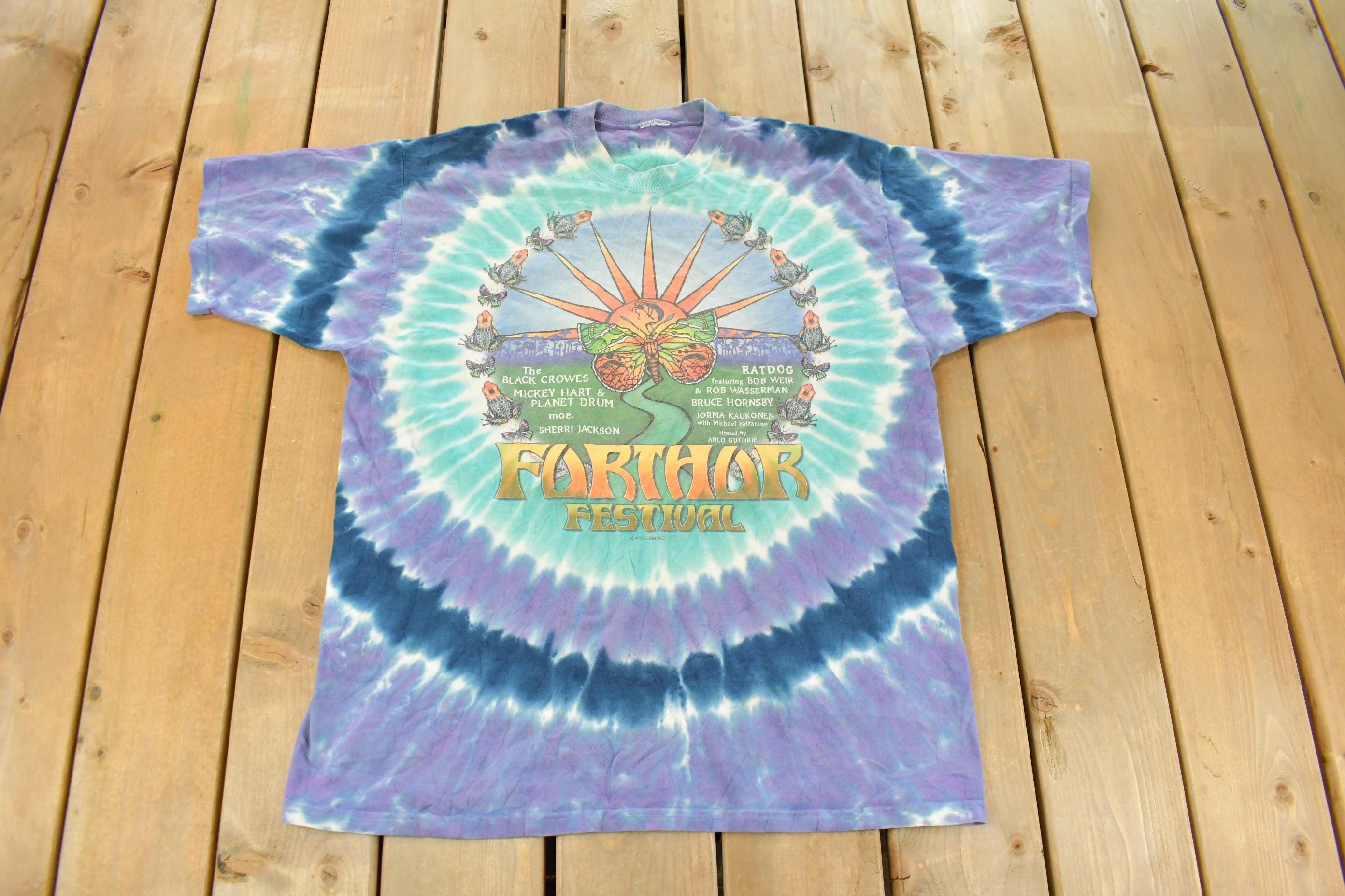 Vintage 1997 The Grateful Dead Further Festival Liquid Blue Graphic T-Shirt Men's XL