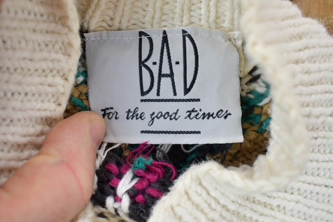 Vintage 1990s Bad For The Good Times Knit Crewneck Christmas Sweater /