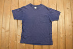Vintage 1990s Navy Blue Blank Pocket T-Shirt