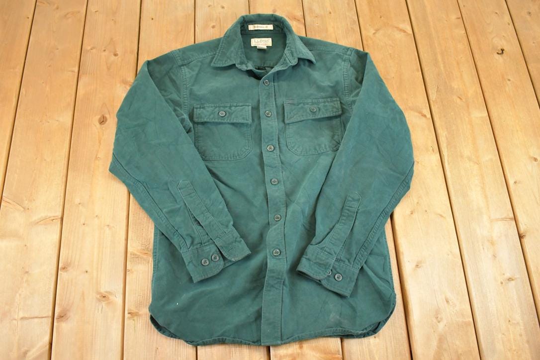 Vintage 1990s LL Bean Button Up Shirt Men's S / Rugged Button Up / 90's Outdoorsman Shirt