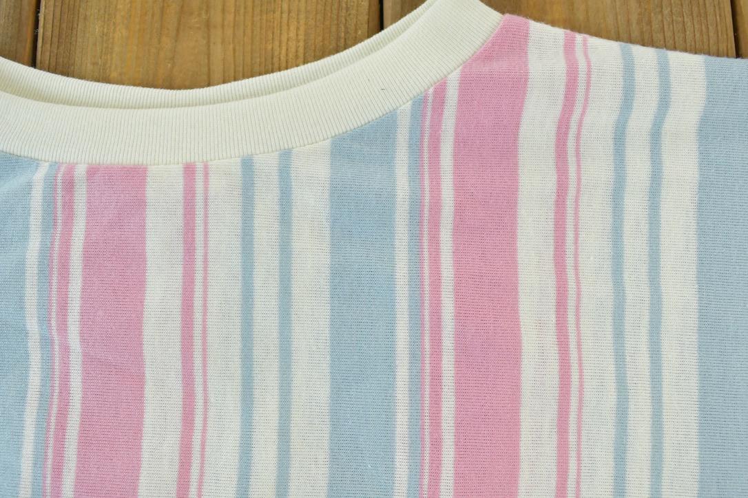 Vintage 1970s Dk Gold Striped Single Stitch T-Shirt