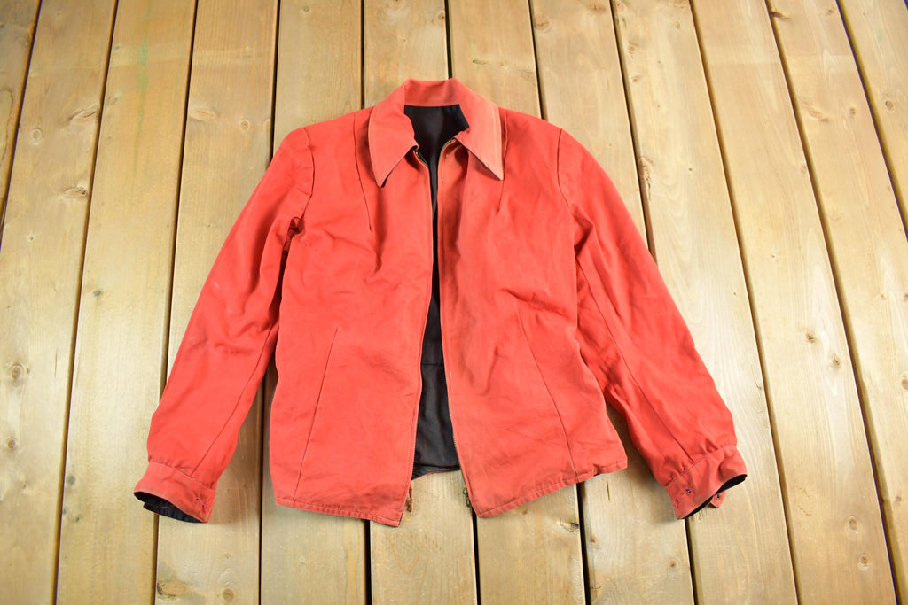Vintage 1960s 1970s Reversible Zip Up Harrington Jacket Women's Small
