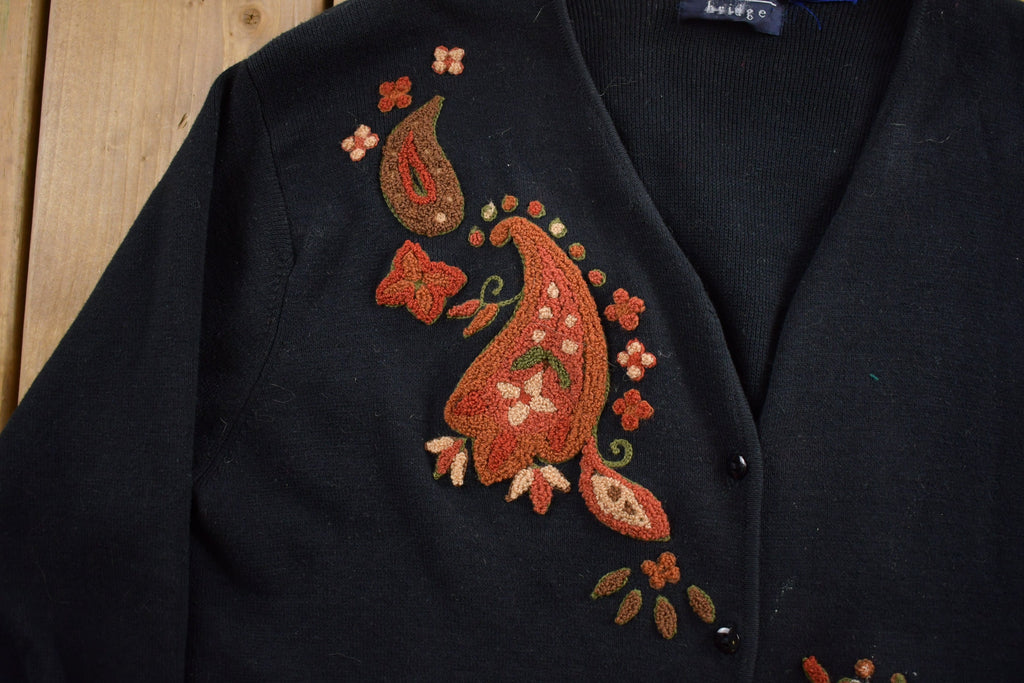 Vintage 1990s Paisley Pattern Cardigan Sweater