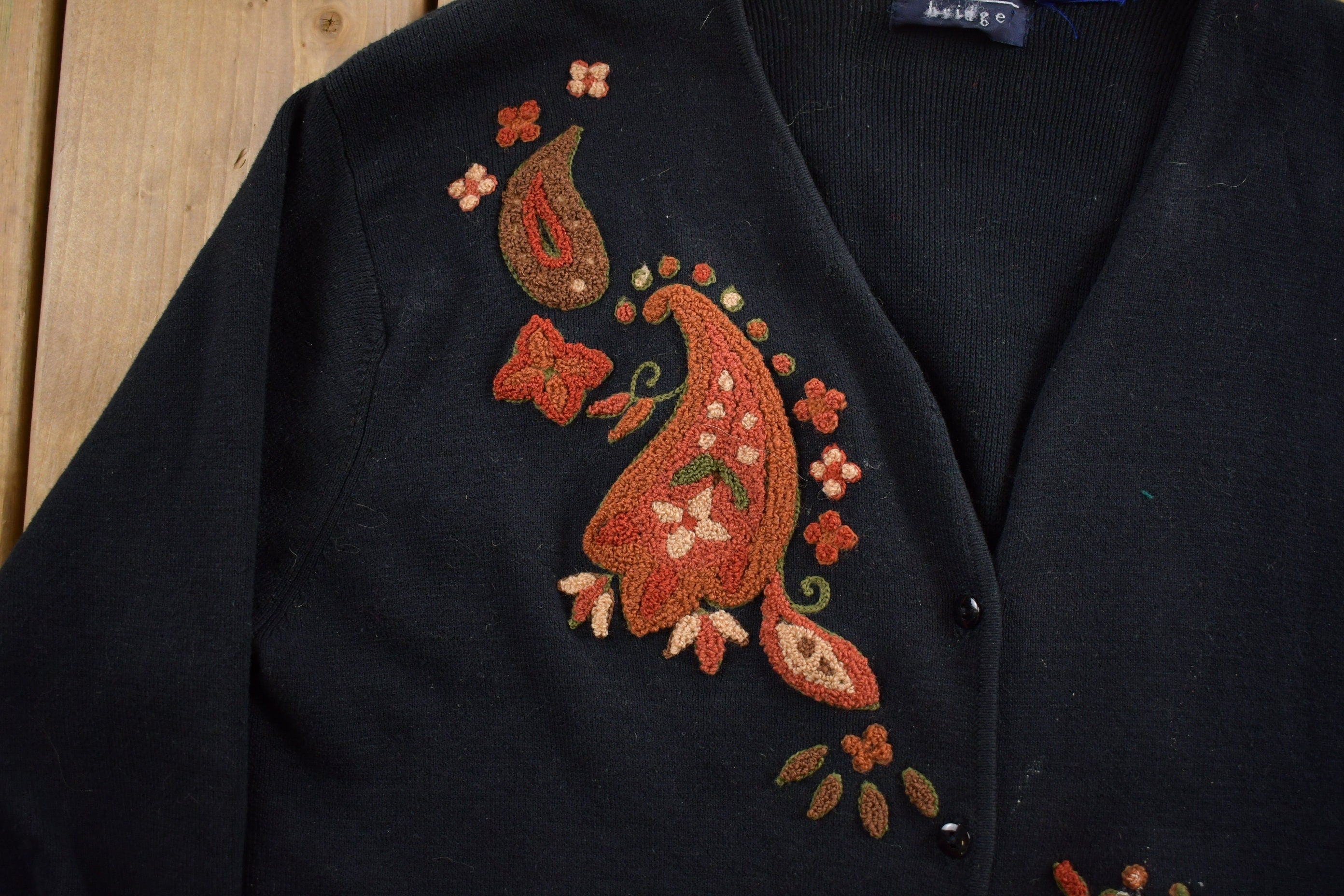 Vintage 1990s Paisley Pattern Cardigan Sweater