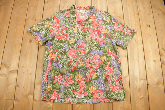 Vintage 1980s BonWorth Hawaiian Button Up Shirt / 80s Button Up / Floral Pattern / Casual Shirt / Party Shirt / Beachwear