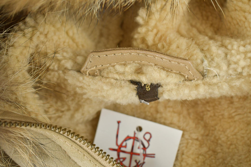 Vintage 1990s Coach Authentic Leather Full Length Shearling Jacket With Fur Hood Size 8