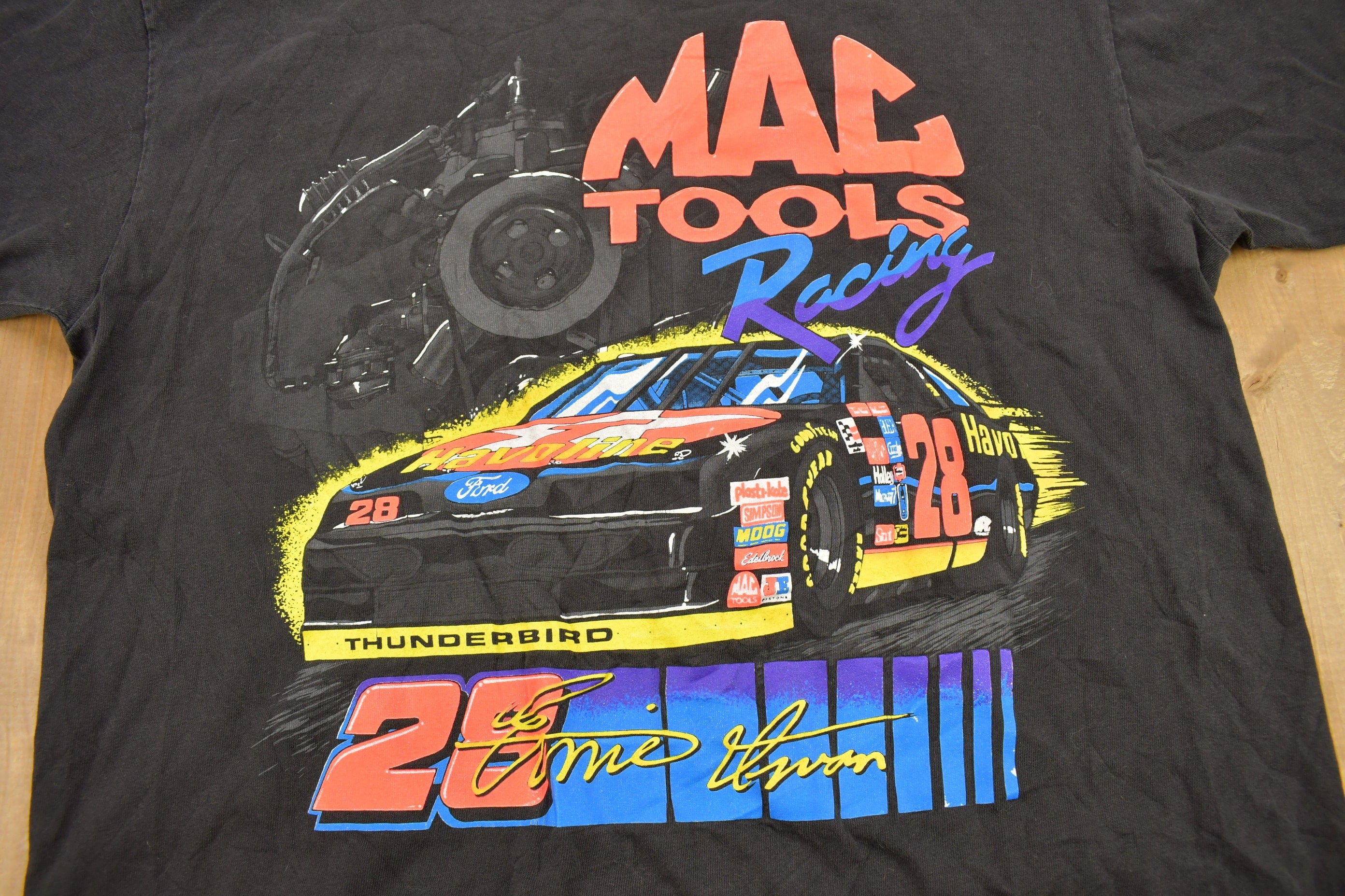 Vintage 1990s Ernie Irvan NASCAR Mac Tools Racing T-Shirt Made In USA Single Stitch