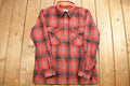 Vintage 1990s Red 1440 Half Button Plaid Flannel Button Up Shirt