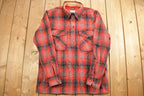 Vintage 1990s Red 1440 Half Button Plaid Flannel Button Up Shirt