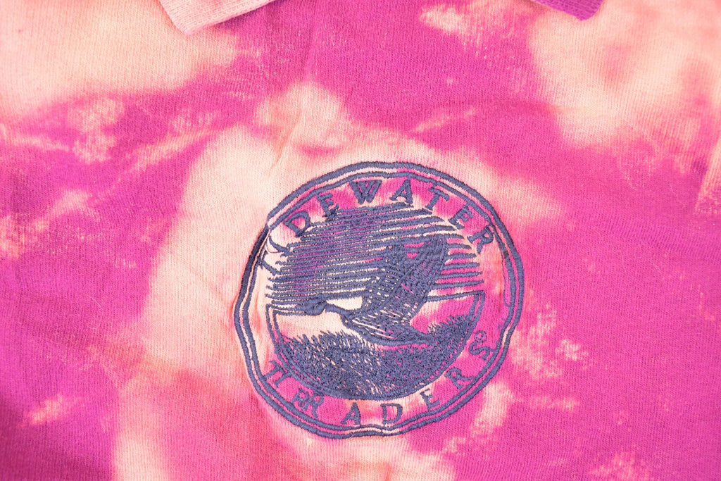 Vintage 1990s Tradewater Traders Collared Tie Dye Sweatshirt Women's Cropped L