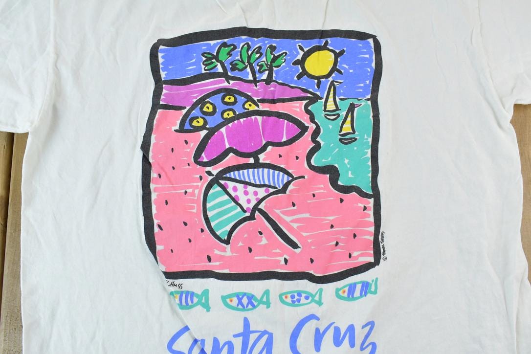 Vintage 1990s Santa Cruz Souvenir Tropical Threads T-Shirt