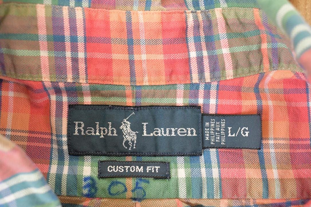 Vintage 1990s Ralph Lauren Plaid Button Up Shirt Men's L