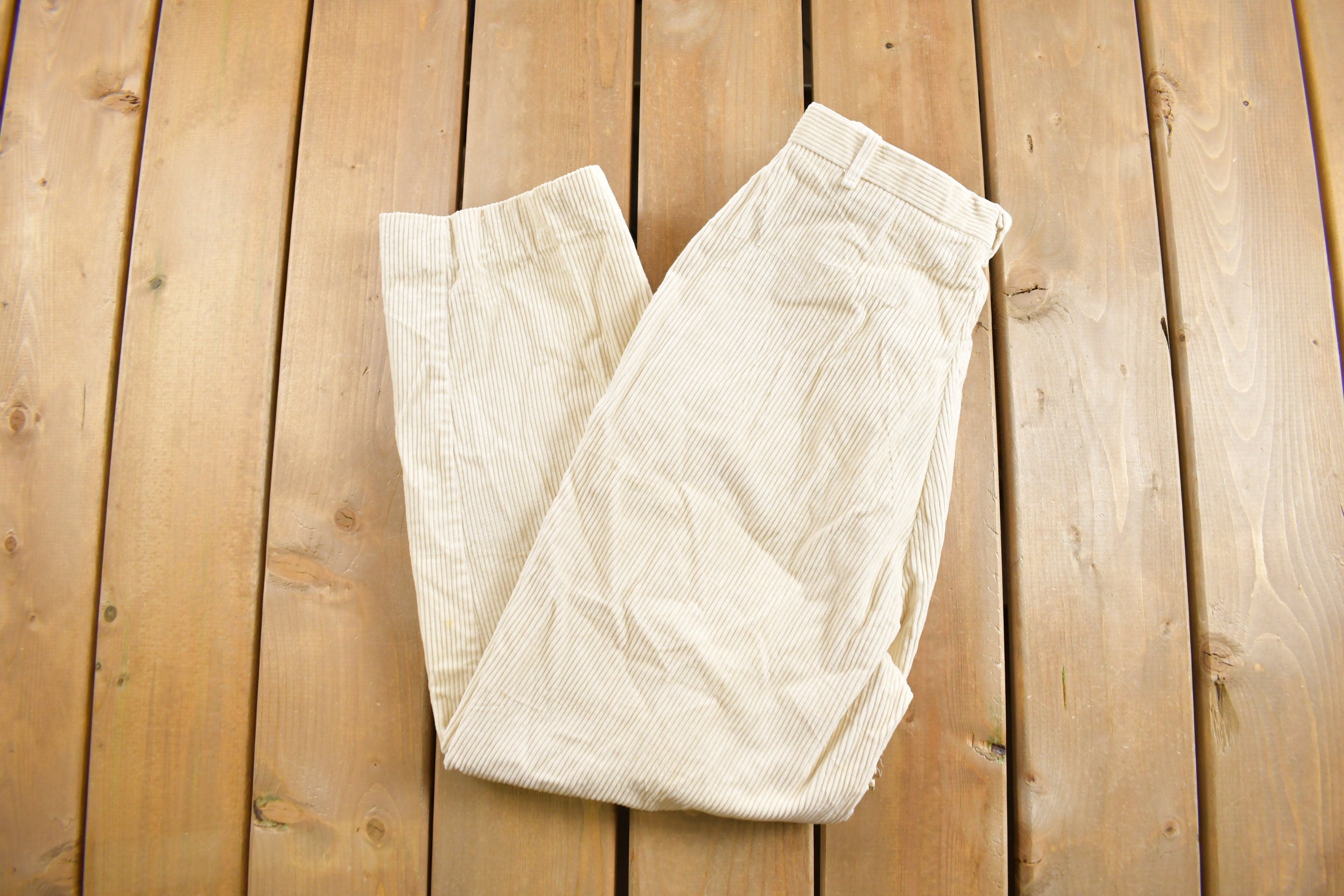 Vintage 1990s Cheenos White Corduroy Pants Size 28 x 25.5