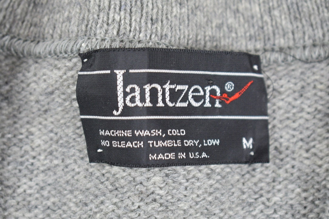 Vintage 1980s Jantzen Cardigan Sweater / Cable Knit / Sweater Vest / Made in USA / Vintage Cardigan / Grandpa