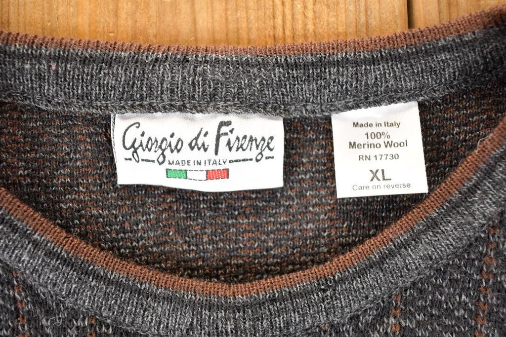 Vintage 1990s Giorgio Di Firenze Wool Knit Crewneck Sweater Men's XL