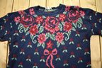 Vintage 1990s Knitted Floral Theme Crewneck Sweater