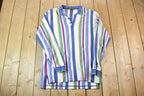 Vintage 1990's Colours By alexander Julian Striped Quarter Button Up Western Shirt Made In USA