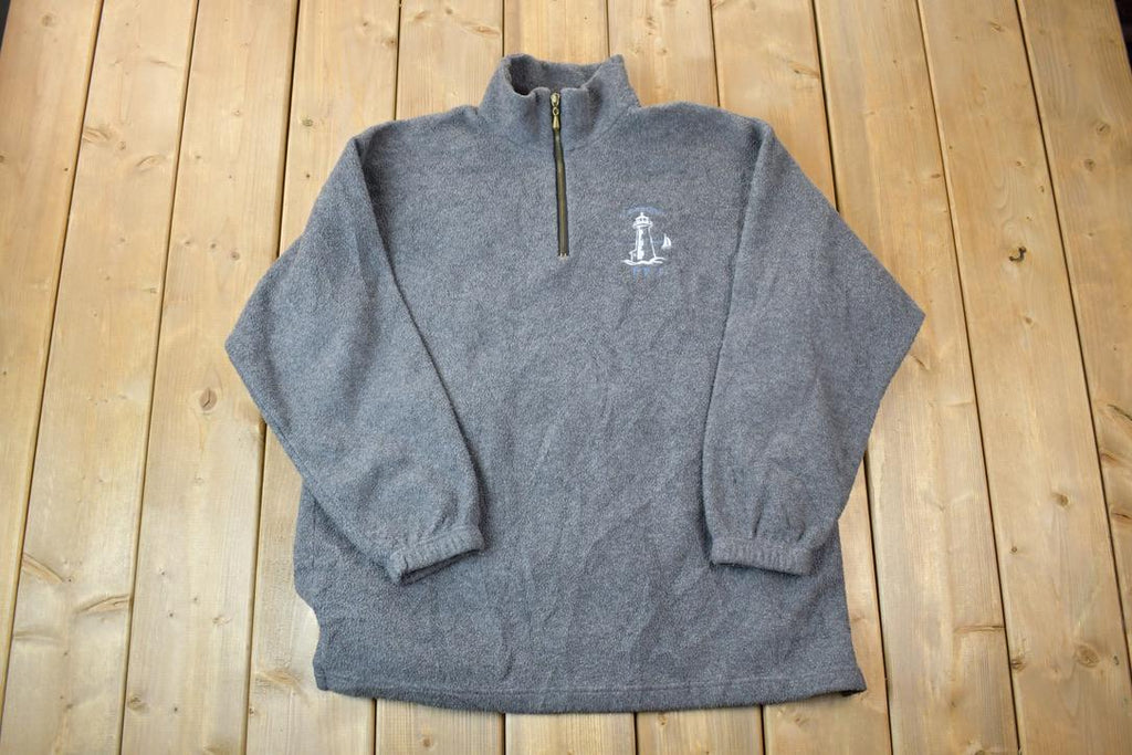 Vintage 1990s Cavendish PEI Quarter Zip Mock Neck Fleece Sweatshirt