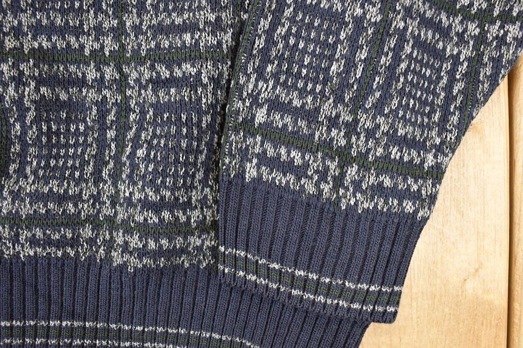 Vintage 1990s Natural Issue Plaid Knit Crewneck Sweater Men's L