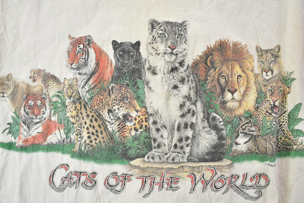 Vintage 1990s Habitat Cats Of the World Theme Graphic T-Shirt