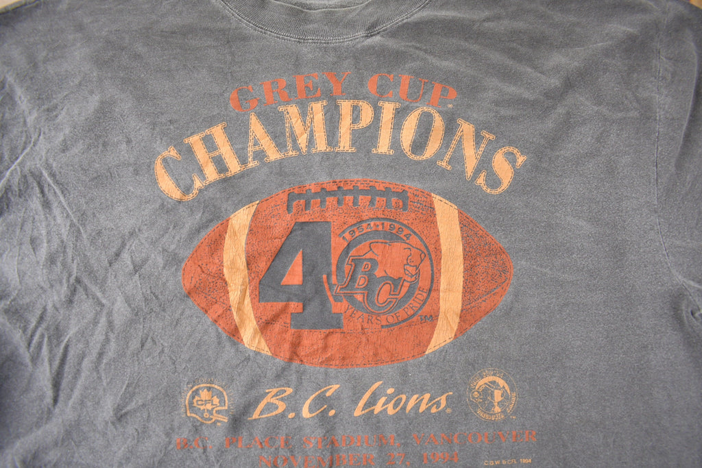 Vintage 1994 CFL B.C Lions Football Graphic T-Shirt Made In Canada Size XXL