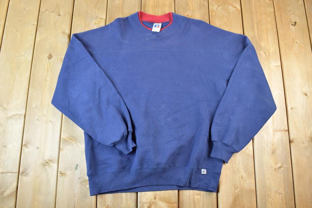 Vintage 1990s Russell Athletics Double Collar Blank Crewneck Sweatshirt